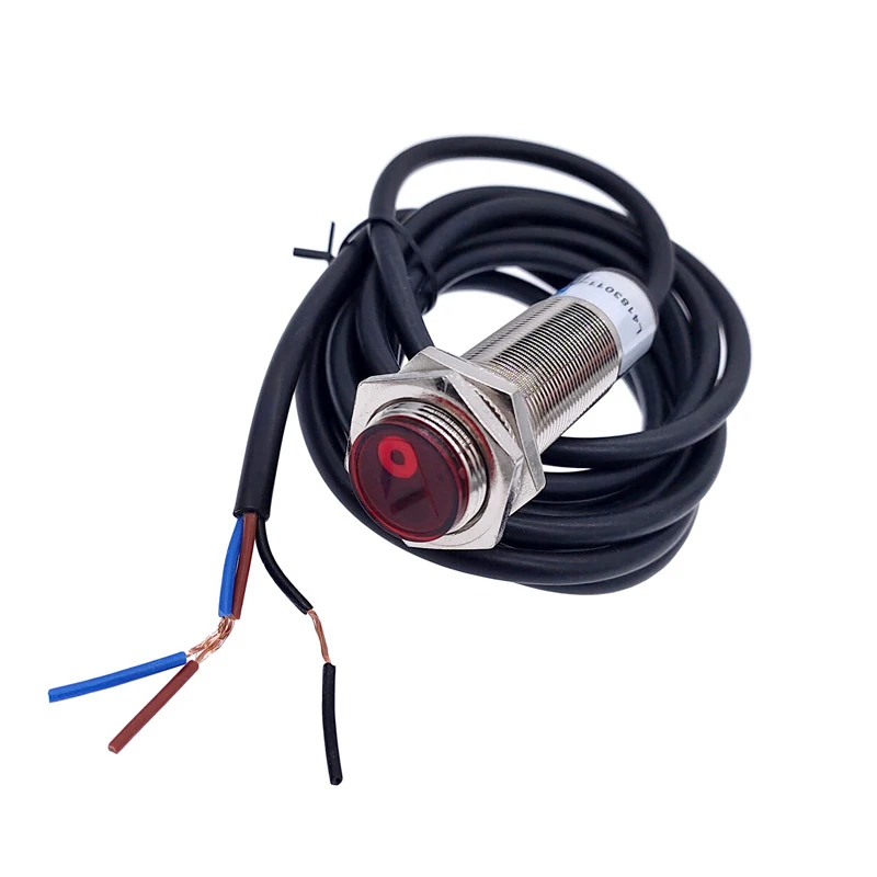 M18 Metal Photoelectric laser beam Sensor switch Infrared Obstacle Avoidance NPN PNP NO 5-30cm Detection Range Adjustable