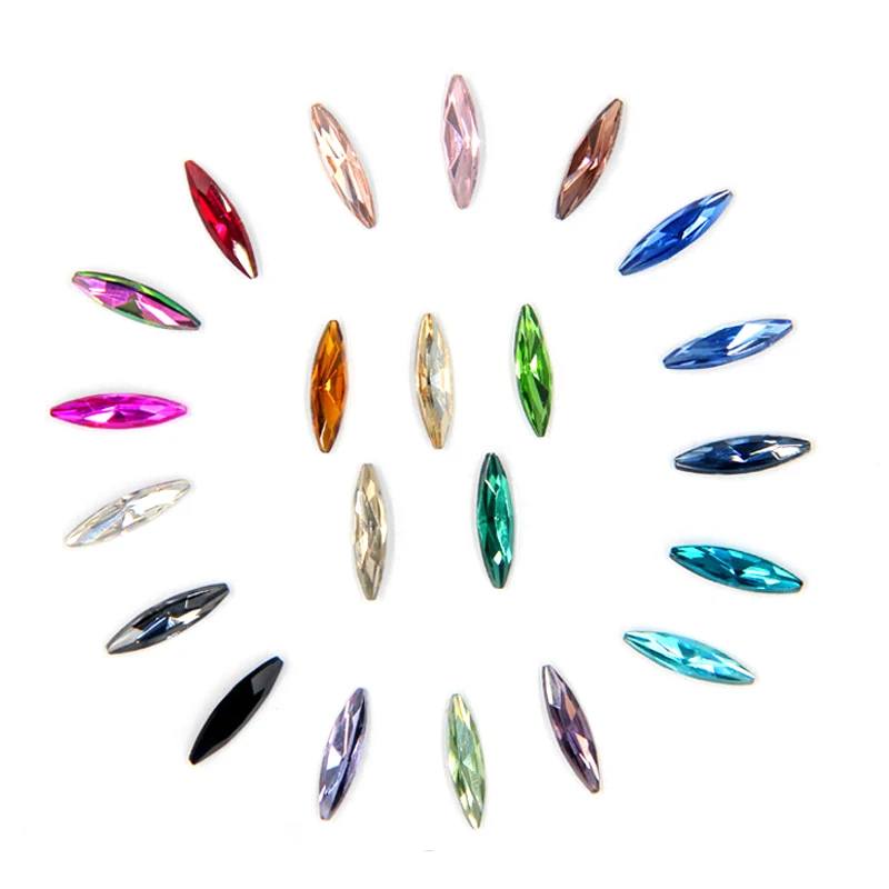 Hot sale 4x15 10x35 13x18 mm Navette shape Point back Glass Crystal Fancy Stones Marquise for Garment loose beads Factory Direct