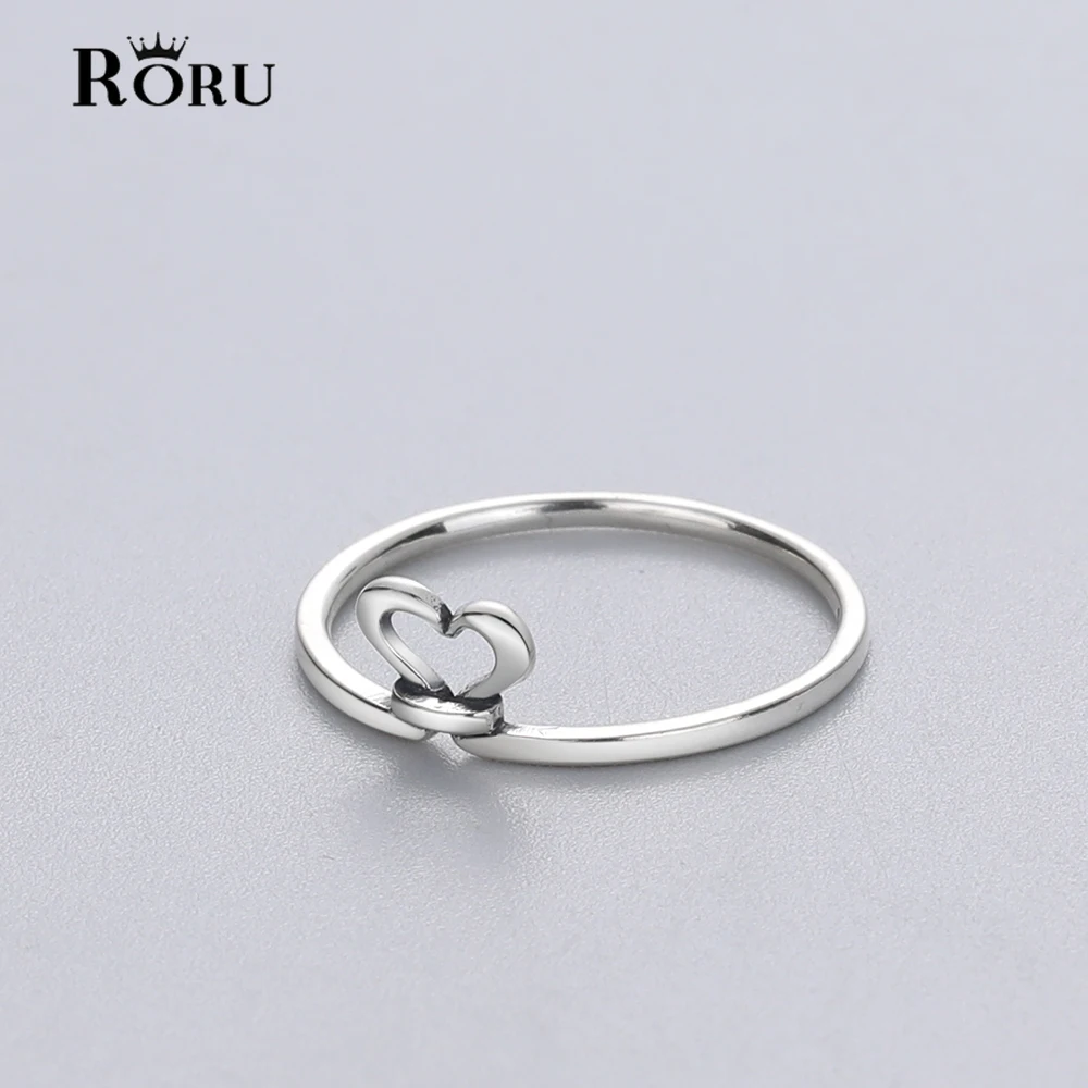 Genuine 925 Sterling Silver Minimalist Ring for Women Wedding Hollow Beam Port Design Fashion Jewelry Cute Valentine's Day Gift