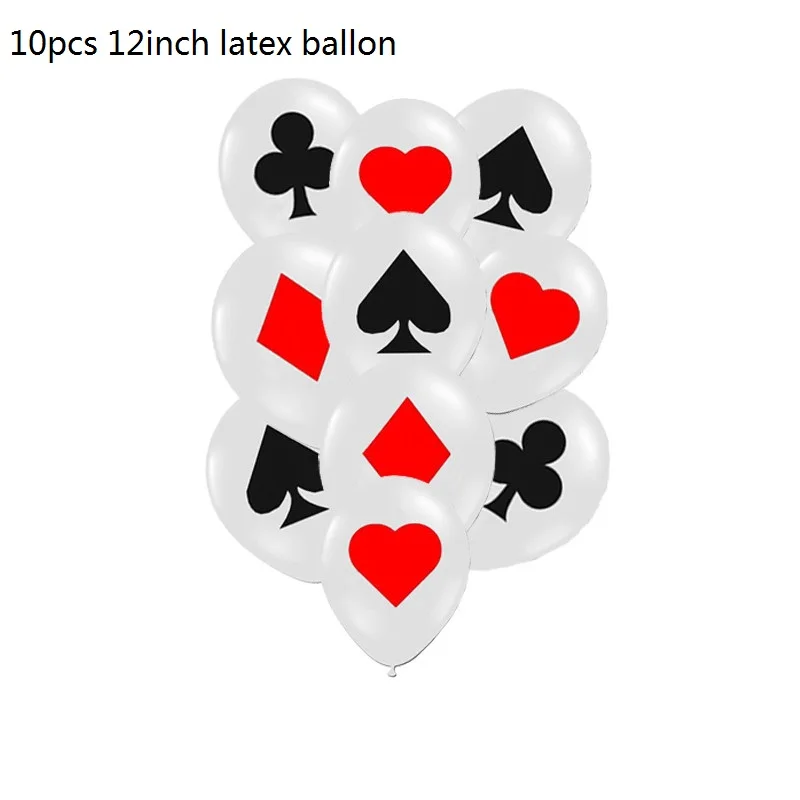 10pcs/lot 12inch Spades/Hearts/Clubs/Diamonds Latex Balloon Casino Cards Dice Poker Party Supplies Decor Playing Cards Poker