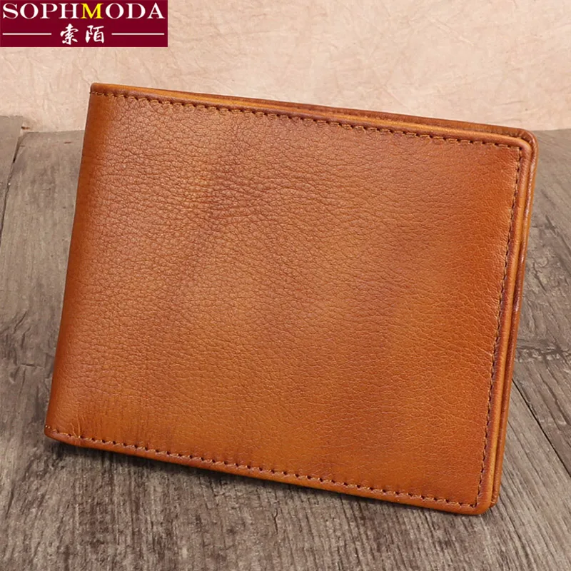 

★short wallet male wallet leather wallet male paragraphs short head layer cowhide thin soft leather tanned skin graft