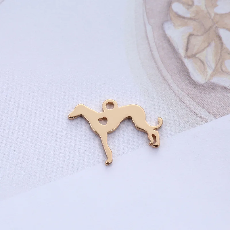 20pcs/lot variety of dog stainless steel Charms for Jewelry DIY Making gold color Dalmatian dog pendant for bracelet making