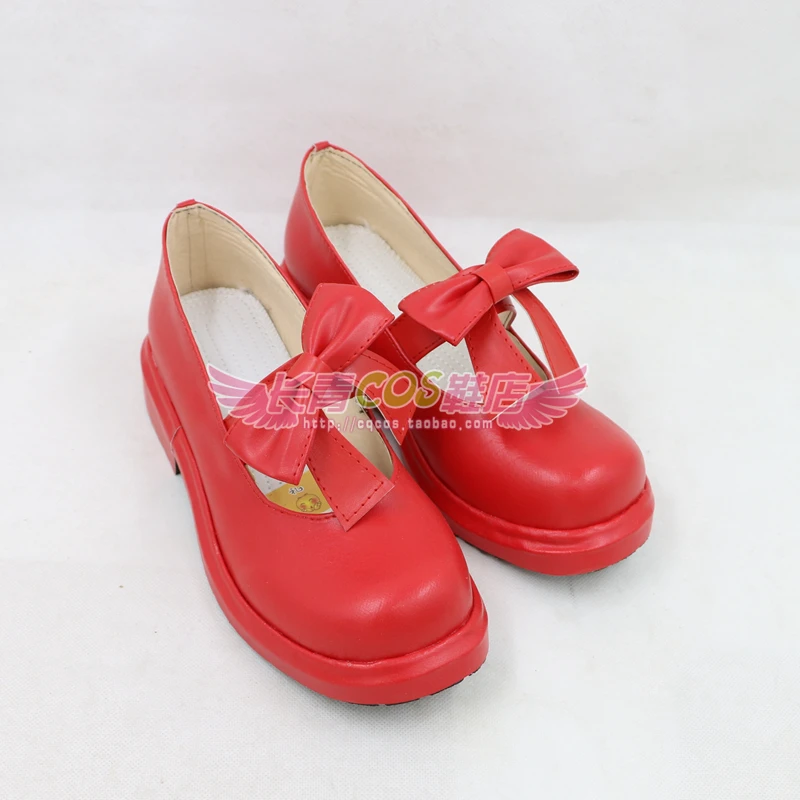 Cardcaptor sakura kinomoto-botas para cosplay, sapatos vermelhos com laço para meninas, sapatos de anime para festa de halloween