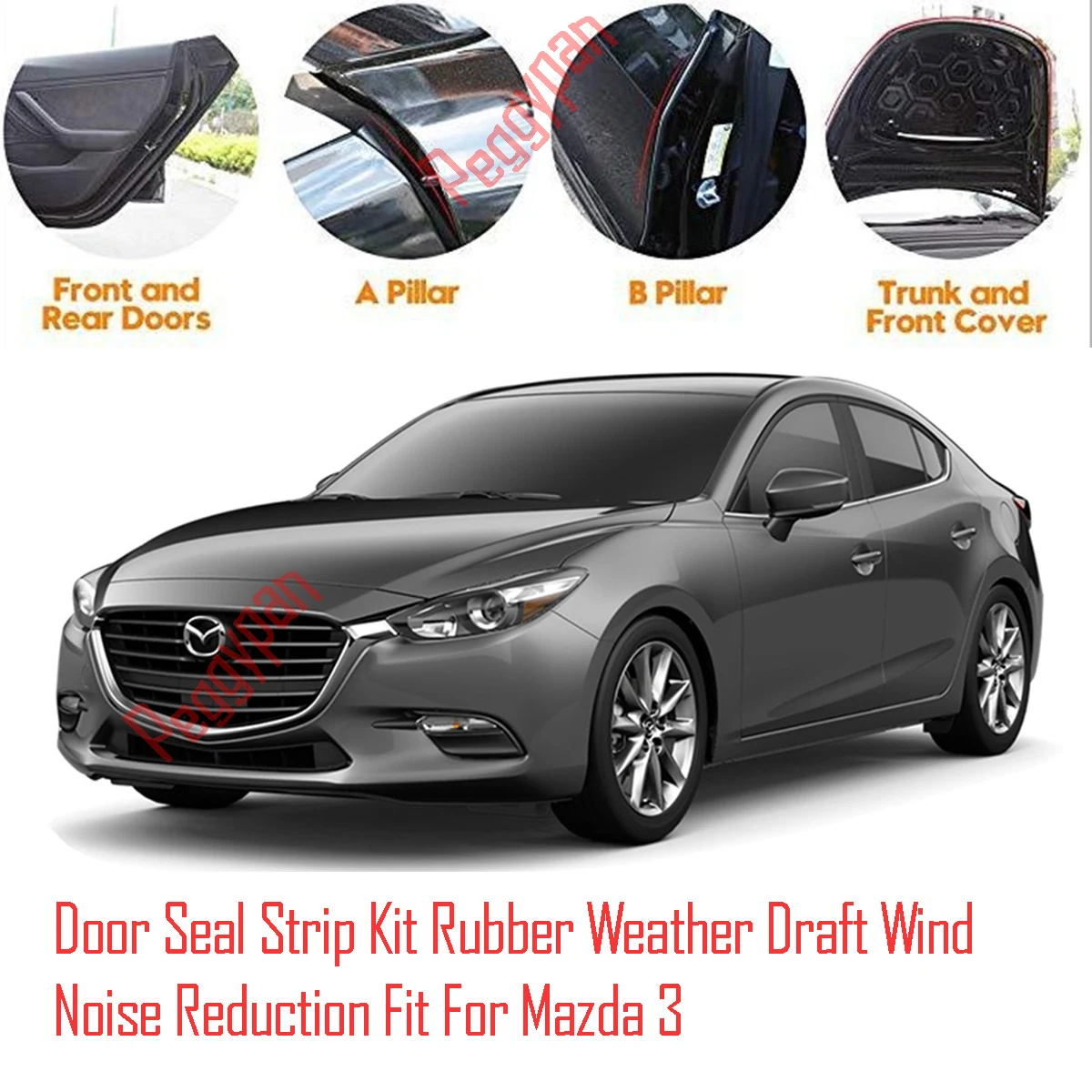 Door Seal Strip Kit Self Adhesive Window Engine Cover Soundproof Rubber Weather Draft Wind Noise Reduction For Mazda 3