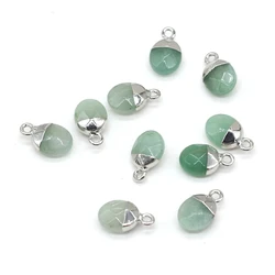 Natural Stone Gem Green Aventurine Oblate Pendant Handmade Crafts DIY Necklace Bracelet Earrings Jewelry Accessories Gift Making