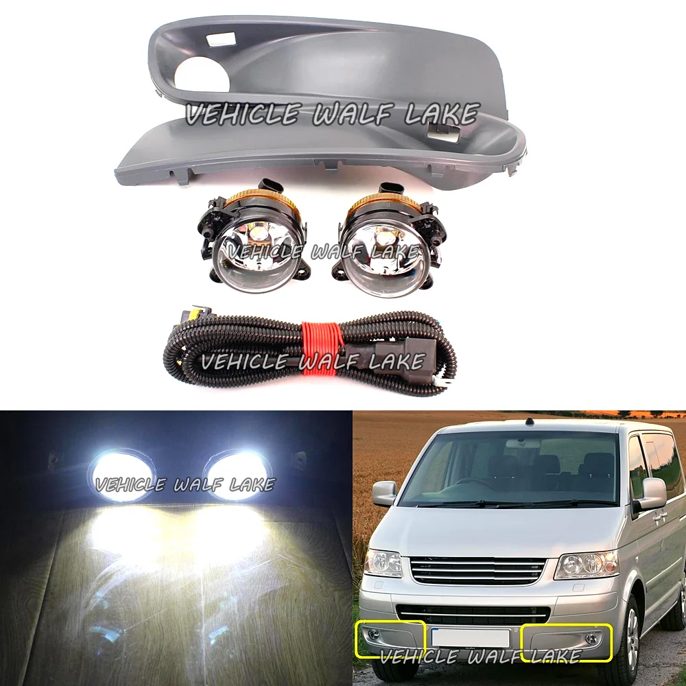 For VW Multivan T5 2003 2004 2005 2006 2007 2008 2009 2010 Car Styling Front LED Fog Light Lamp+ Grille Cover+ Wire