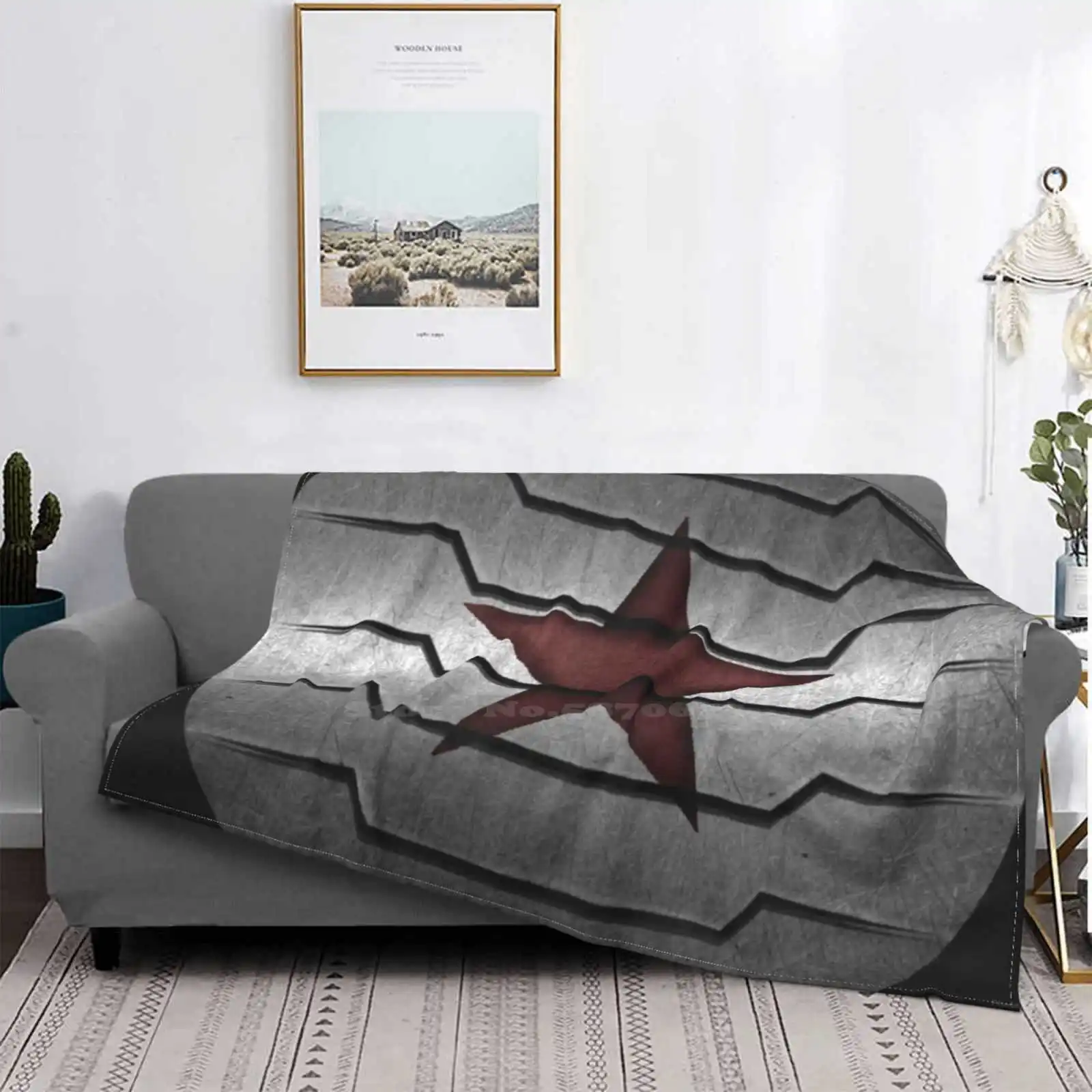 Star Creative Design Light Thin Soft Flannel Blanket Red Star Soviet Red Star Metal Arm Captain Bucky Barnes Steve Rogers