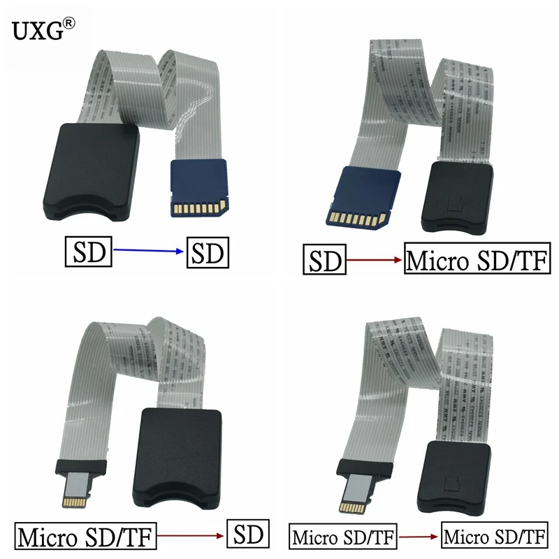 Karta SD żeńska na TF Micro SD męska SD na SD/TF na TF Elastyczny przedłużacz kabla do kart Adapter Czytnik Drop Ship 10CM-60CM