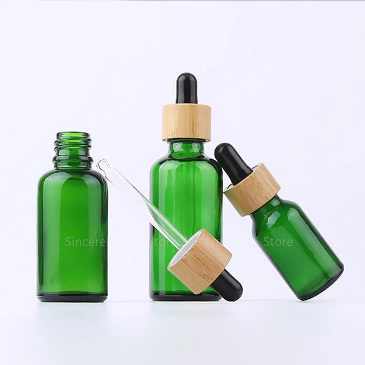 5X 10X 5ml-100ml Essential Oil Pipette Bottle Cosmetic Glass Dropper Packaging Container with Nature Bamboo Cap Eye Ear Drop