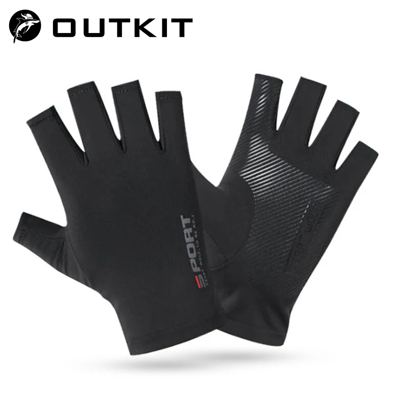 1pair Fishing Gloves Men And Women Half Fingers Ice silk Gloves Outdoor Gloves Summer Sunscreen Non-slip Gloves Sunscreen Gloves