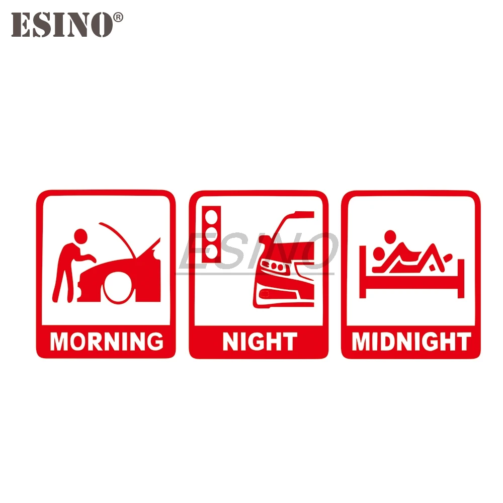 Car Styling Morning Night Midnight JDM Creative Auto Decal Cartoon Car Sticker Car Bumper Body Decal Creative Pattern Vinyl