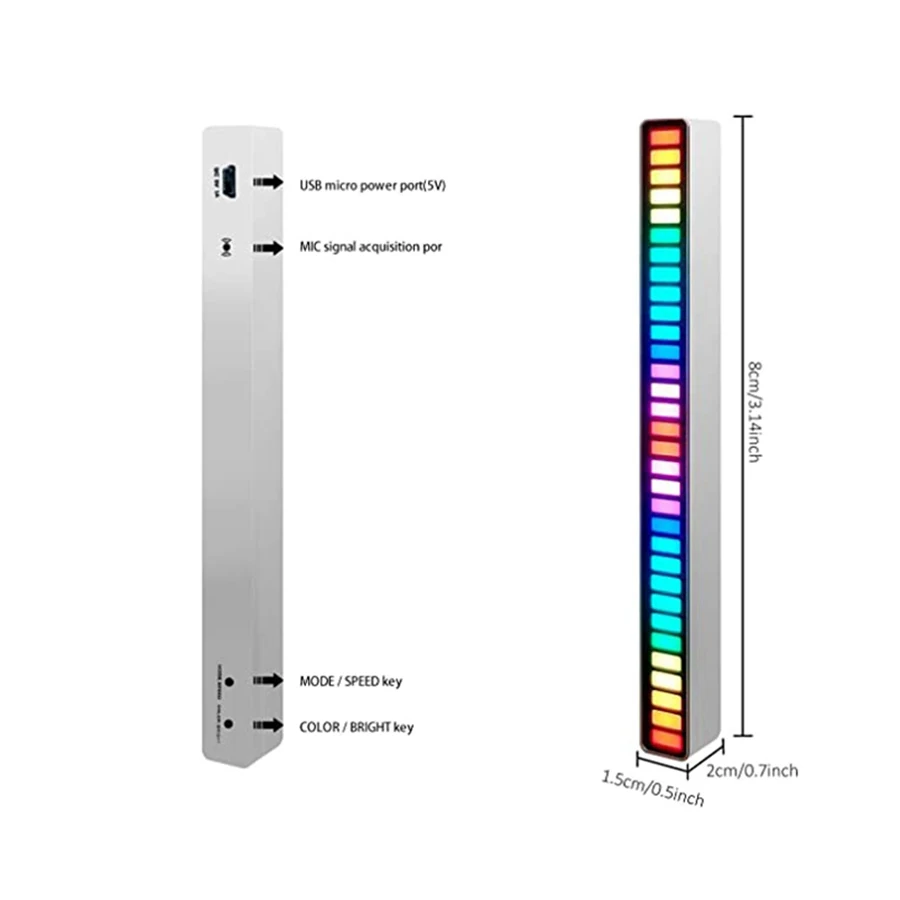 Creative Voice Controlled Spectrum RGB Light Computer Speaker Ambient Light Car Ambient Lamp