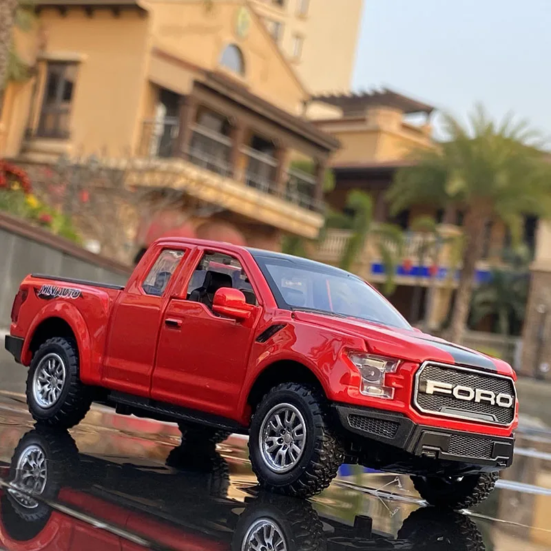 1:32 Ford Raptor F150 Modified Pickup Alloy Car Model Diecasts Metal Toy Vehicles Car Model Simulation Sound Light Kids Toy Gift