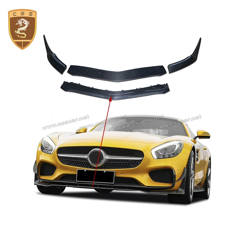 

Комплект из 4 накладок-сплиттеров на передний бампер для Mercedes-Benz GT C190 (2-дверный, 2015-2017) в стиле RZ, карбон, для тюнинга кузова