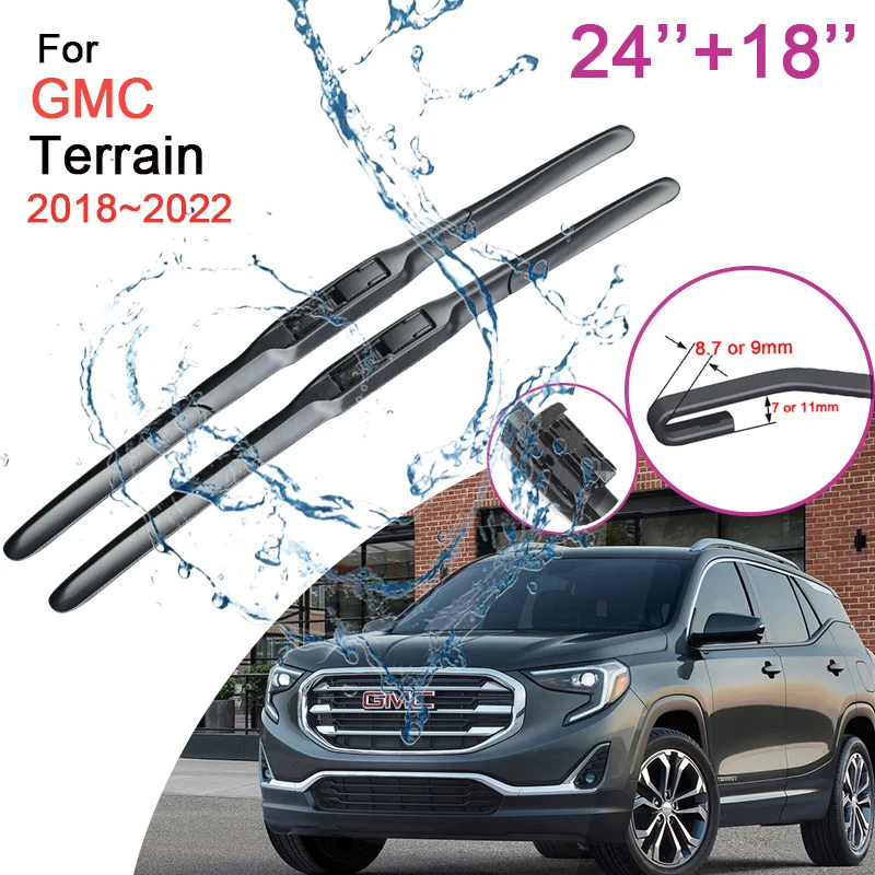 Car Front Windshield Wiper Blades for GMC Terrain 2018 2019 2020 2021 2022 Frameless Durable Rubber Snow Scraping Accessories