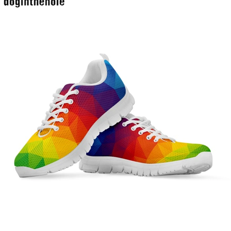 Doginthehole Men\'s Sneakers Fashion Streetwear Shoes for Men Rainbow Flag Pride Pattern Flats Shoes Comfortable Sports Shoes