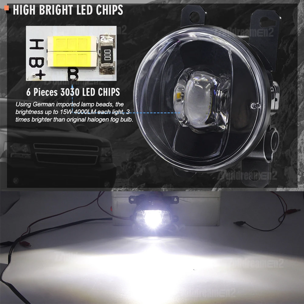 2 Pieces Fog Light Assembly For Renault Talisman Samsung SM6 2015-2022 Car 30W Front Bumper LED Lens Fog Lamp H11 12V