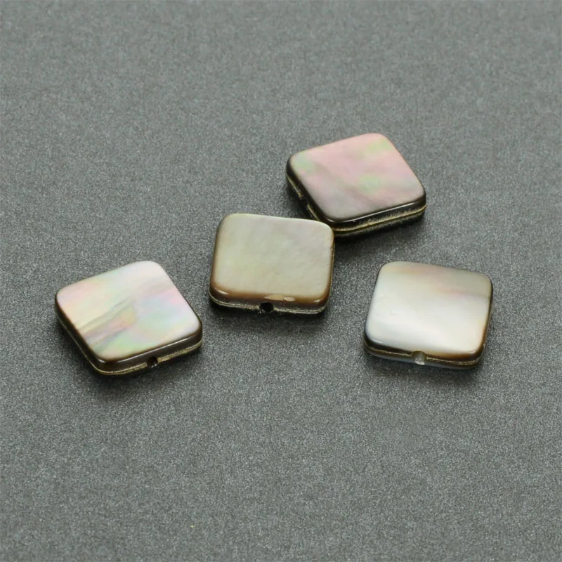 Miasol 10Pcs 12*12 ＭＭ Square Cutted Black Sea Shell Spacers Beads For Diy Handmade Jewelry Making