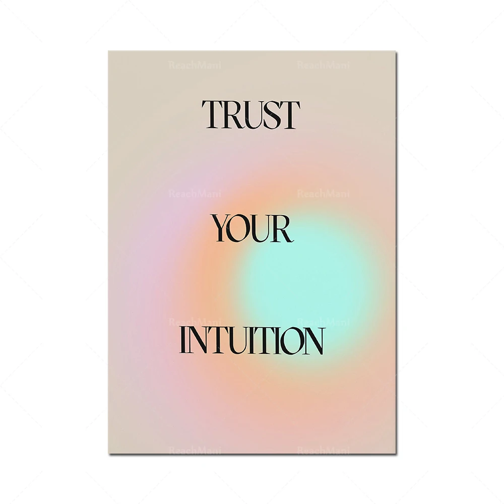 Trust your printable intuition | Gradient pink pastel quote typography, pink word minimalism wall art poster