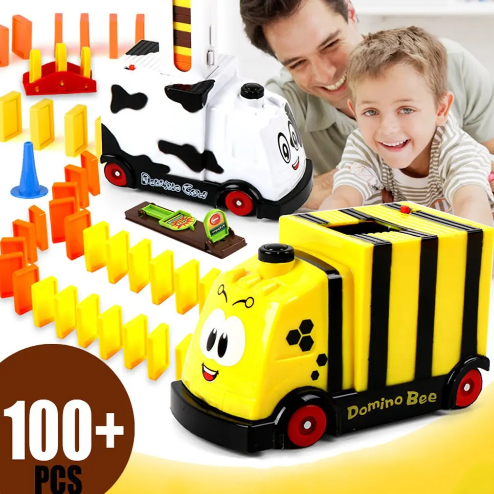 Voiture électrique pour enfants, Puzzle, dominos, Train électrique, avec son et lumière, licence automatique