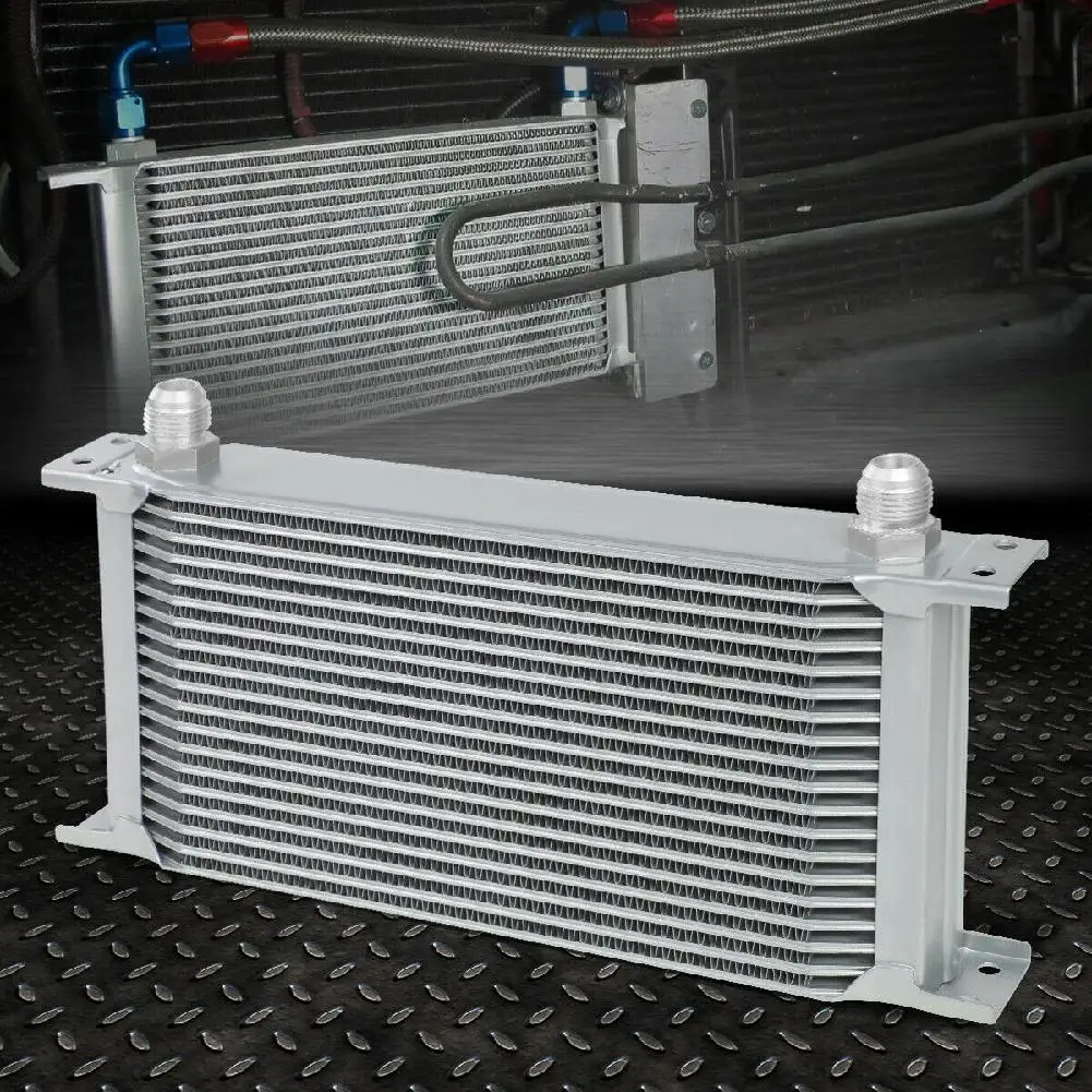 19-ROW 10AN Powder-coated Aluminum Engine/transmis Sion Racing Oil Cooler Silver Automotive Replacement Parts