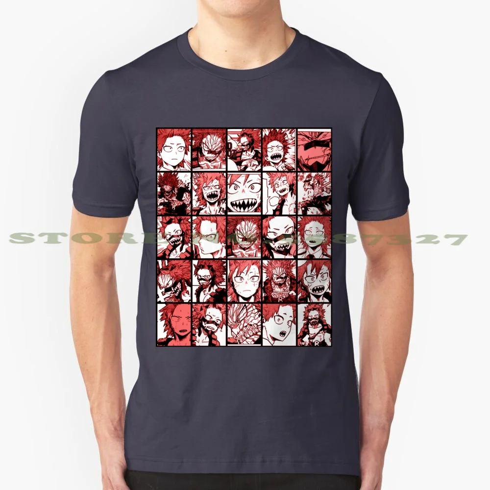 Bnha Kirishima Collage-Color Version 100% Cotton T-Shirt My Hero Academia Boku No Collage Official Art Manga Katsuki Kacchan