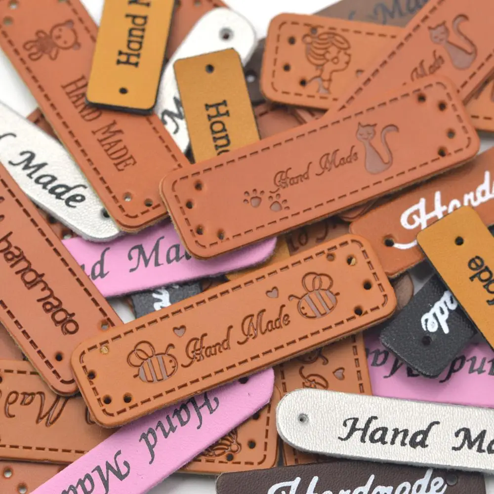 20Pcs  leather tags for clothing DIY accessories for gift handcraft leather label for handmade clothes labels with tree logo