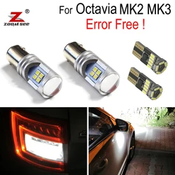 4pcs Canbus White LED Exterior Lights + under mirror lamp + Reverse back up bulb for Skoda Octavia MK2 MK3 A5 A7 1Z 5E (2005+)