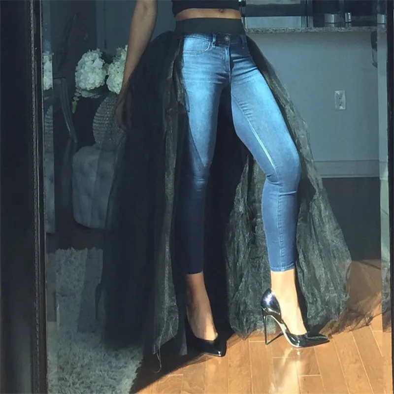 Immagine 3: Gonna elegante rimovibile a vita alta Hoopless 3 strati 110cm lungo Tulle Tutu gonne staccabili accessorio per abito da sera da sposa