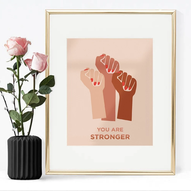 Girl Power Print Feminist illustration Poster Woman Strong Female Art Canvas Painting Wall Picture Woman's Room Decor Girls Gift