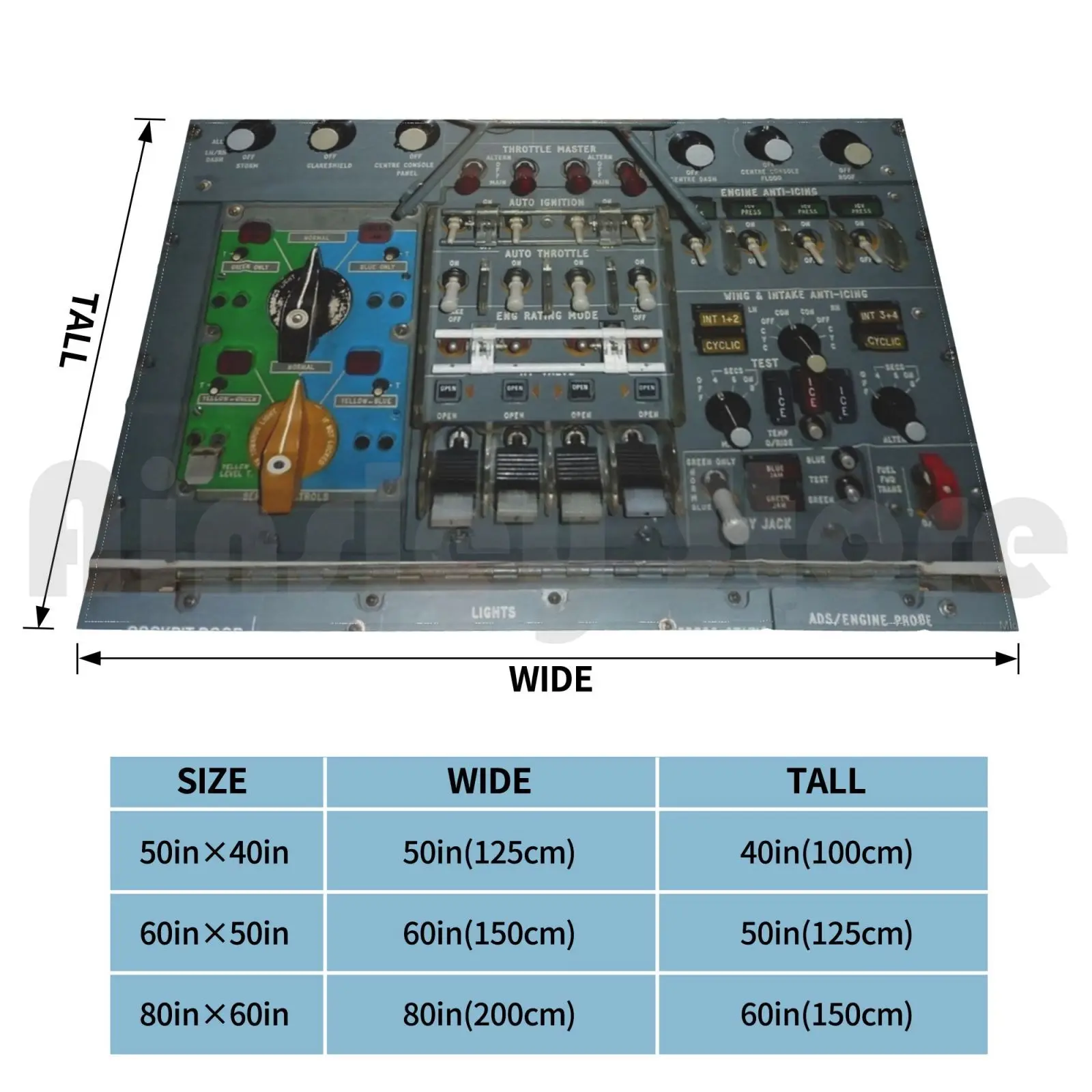 Overhead Panel Cockpit Blanket Fashion Custom Supersonic Aviation Travel Airplane Jet Plane Flight Paris Air France