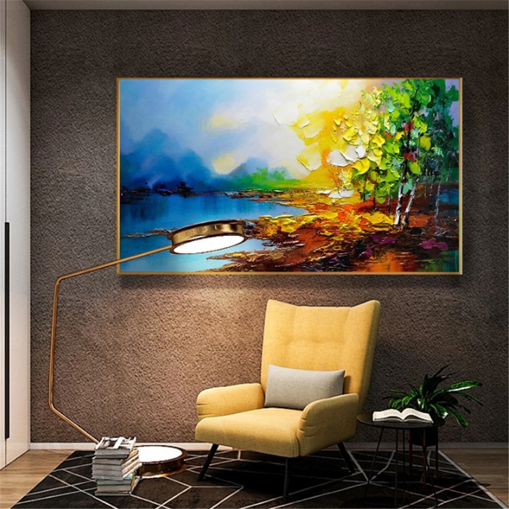 Abstract Landscape Wall Art Painting, Hand Painted, Natural Scenery Painting, Wall Art for Living Room, Office, Hotel,Home Decor