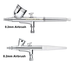 PISTOLA DE PULVERIZACIÓN de aerógrafo de doble acción, Kit de PISTOLA DE PULVERIZACIÓN de gatillo para arte, modelo de artesanía, pulverización de pintura, Hobby, 0,2 MM, 0,2 MM