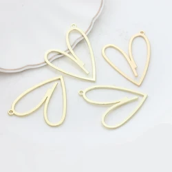 35mm 6pcs/lot Zinc Alloy Matte  Flat Hollow Heart Charms Pendant For DIY Jewelry Making Finding Accessories