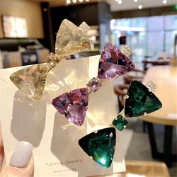 Retro Women Luxury Hair Clips Green Crystal Bowknot Barrette Headdress Fashion Hair Accessories  Jewelry For Girl Gift Ornaments