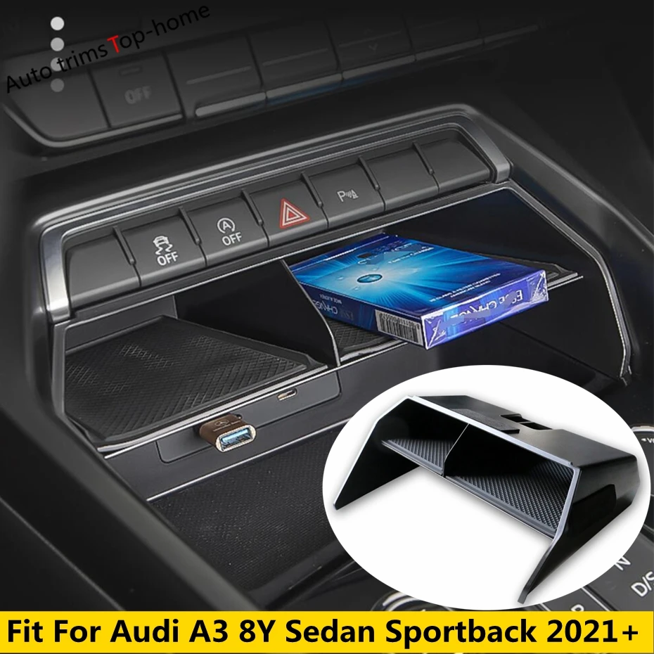 

Central Control Armrest Storage Box Cover Trim Interior Decoration For Audi A3 8Y Sedan Sportback 2021 - 2024 Car Accessories