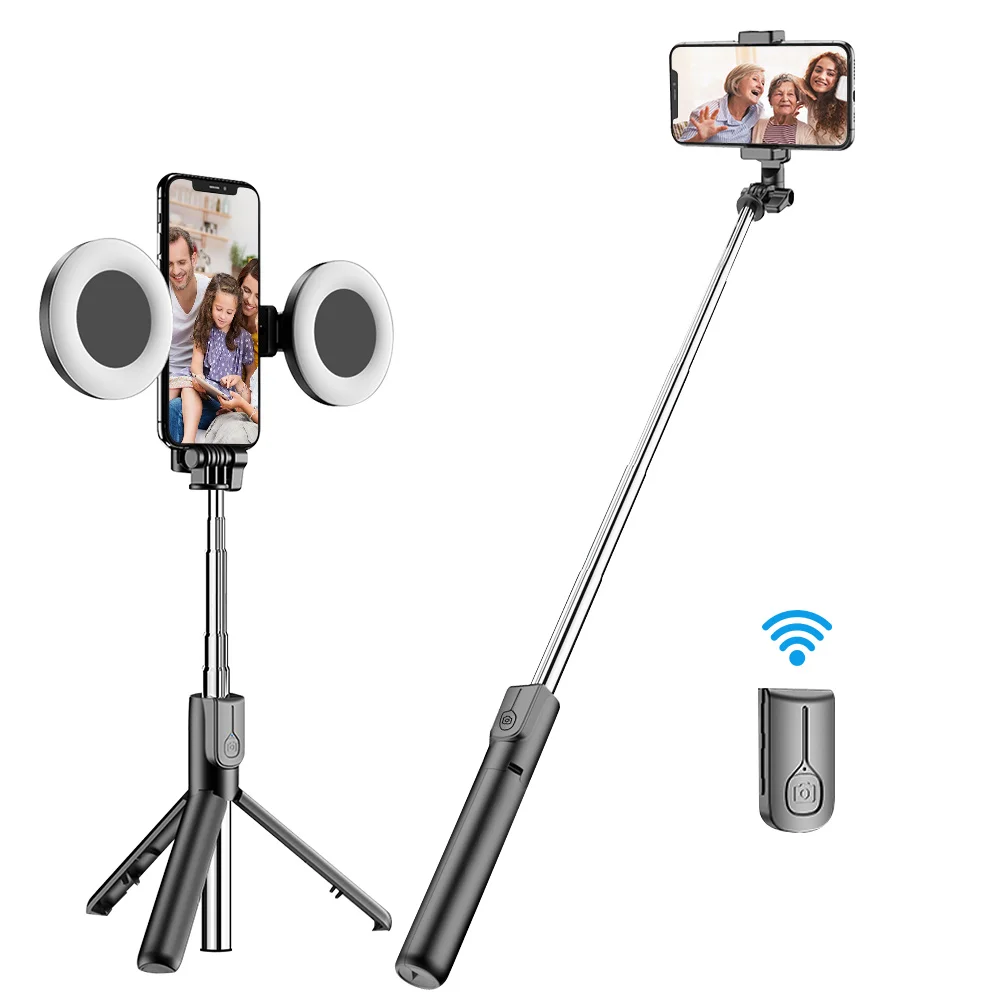 4in1 Wireless Bluetooth Selfie Stick Tripod With LED Ring Light Selfie Extendable Monopod Stand For iPhone Androis xiaomi GT