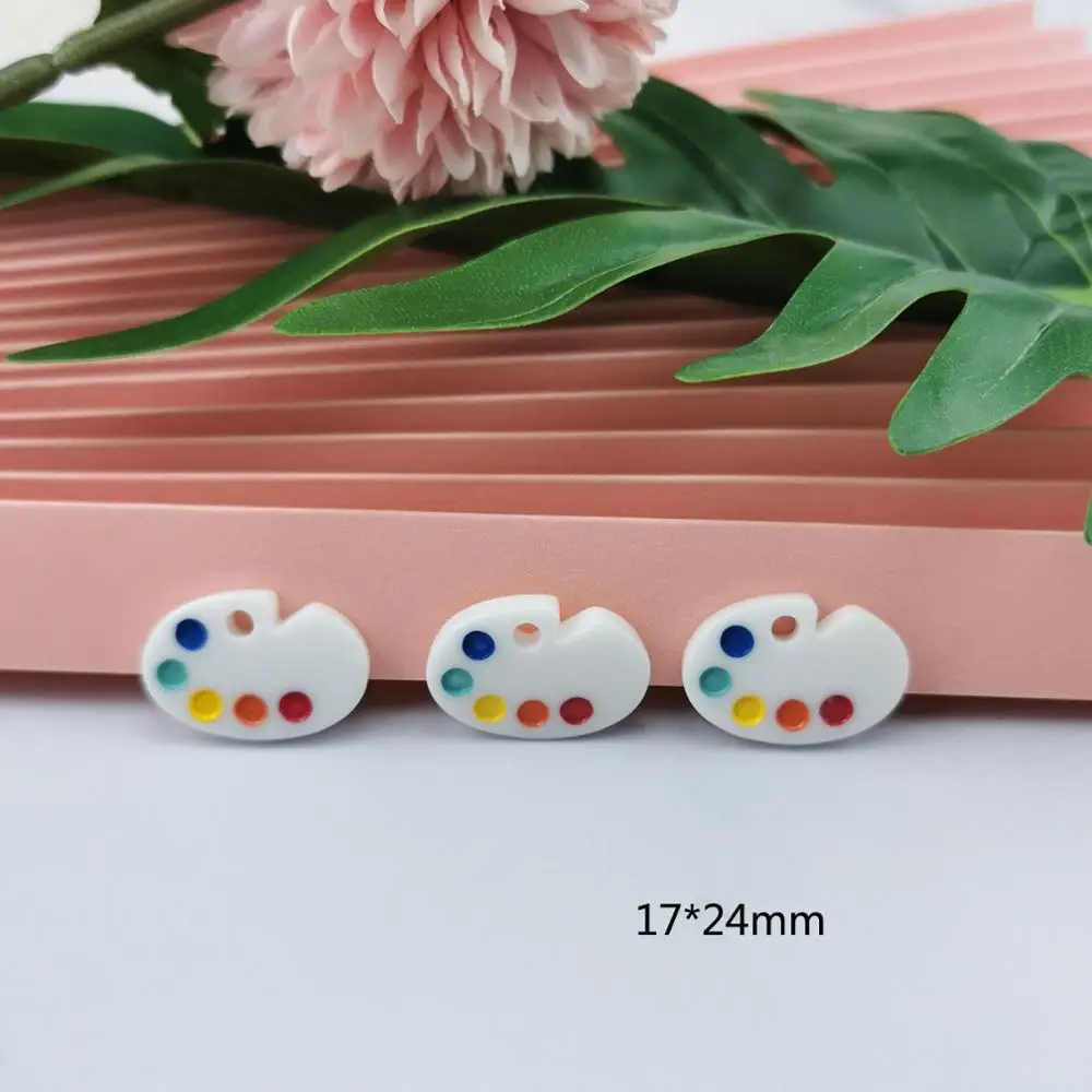 20pcs Mini Palette Earring Resin Charms Pendant Paint Board Findings DIY Crafts Keychain Necklace Decor Handmade Jewelry Make