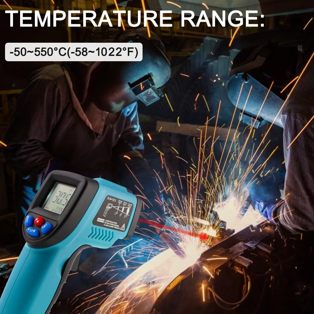 -50~550C 1022F Infrared Thermometer IR Temperature Gun Digital Non Contact GM550 Industrial Pyrometer IR C/F