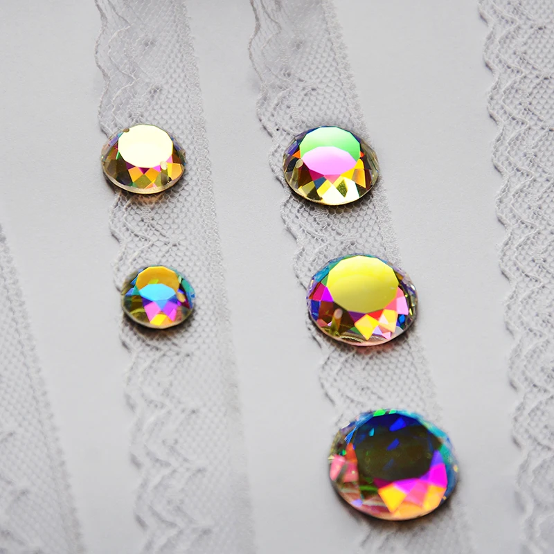 New Crystal AB K9 Glass Mirror Sew On Rhinestones Round Stones Crystal Strass Garment Decoration Jewelry Accessories