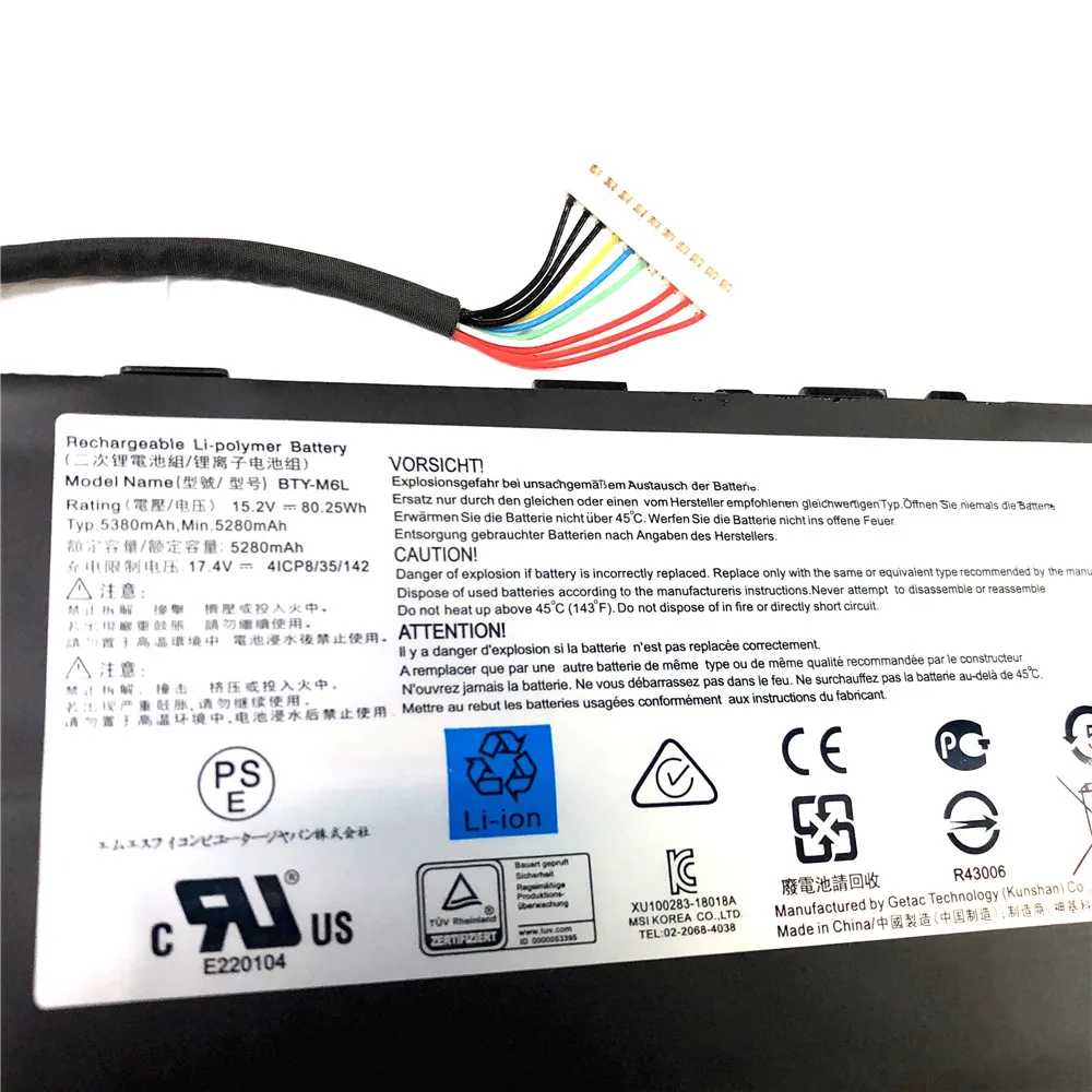 ONEVAN nueva batería de ordenador portátil de BTY-M6L original 15,2 V 80.25WH/5380mAh para MSI GS65 8RF 8RE PS42 PS63 MS-16Q3 MS-16Q3