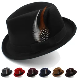 Men Women Fedora Hats Trilby Cap Jazz Homburg Feather Band Sunhat Classical Party Street Style Outdoor Travel Size US 7 1/4 UK L