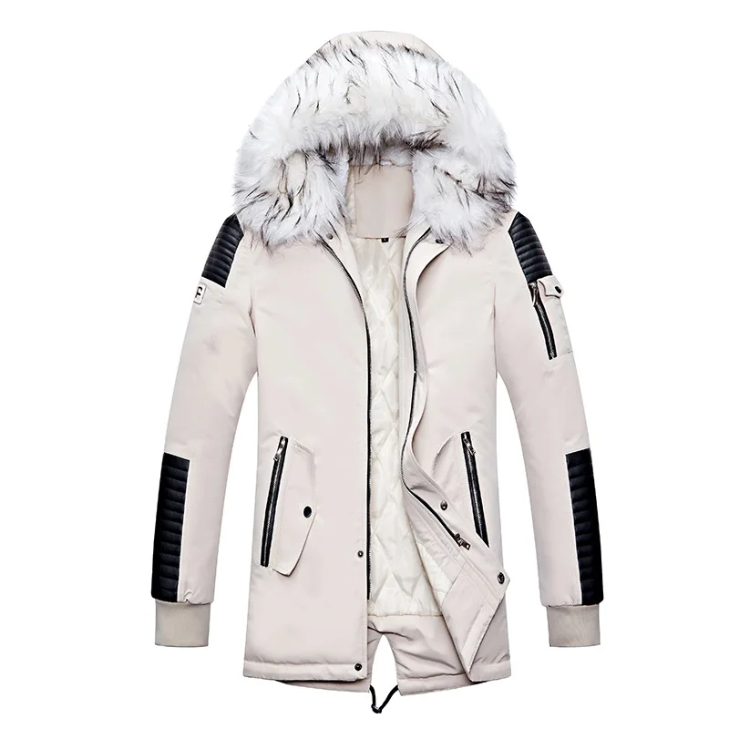 High Quality Men's Winter Long Parkas Coat Men Thicken Cotton-Padded Jacket Male Fashion Casual Fur collar Warm Outwear Overcoat