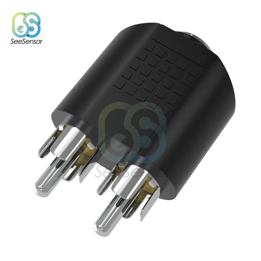 3.5mm Audio Stereo Jack Female To 2 RCA Male Audio Jack Connector Adapter Converter for Speaker Power Amplifier Silver Plated