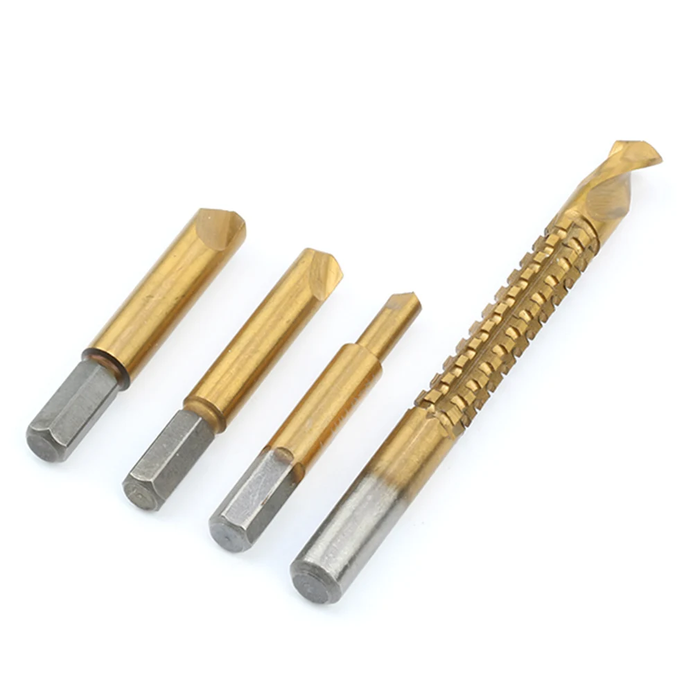 Damaged Screw 4pcs Remover 4in1 Lot Drill Out Handymen Broken Bolt Stud Removal Tool Kit 4pc #1 #2 #3 Milling Drill Bits 8mm