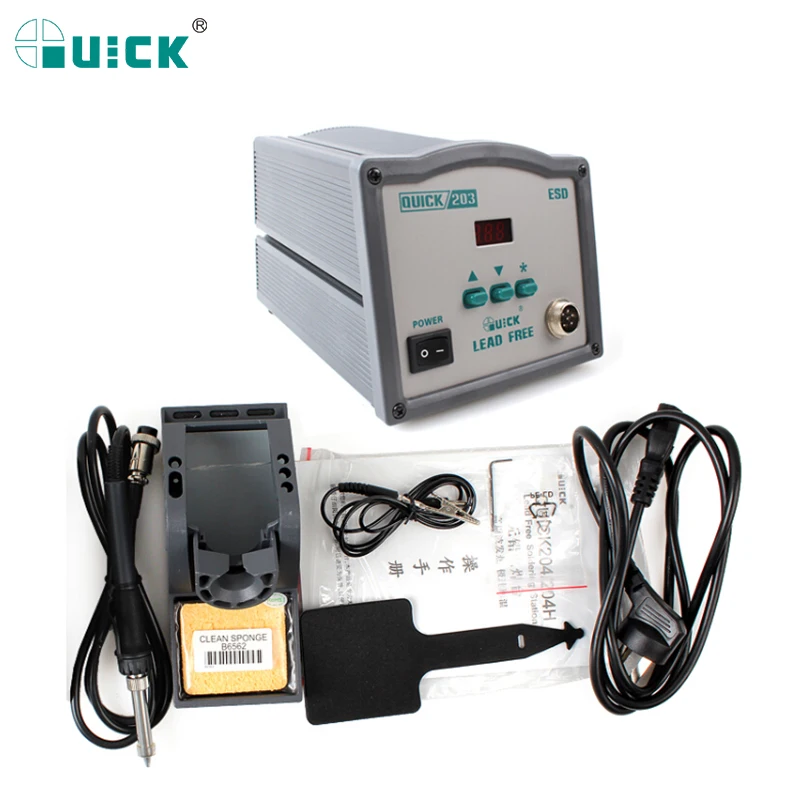 Quick 203H Soldering Station Auto rework station replace handle iron tips soldering station Digital display Phone Repair BGA