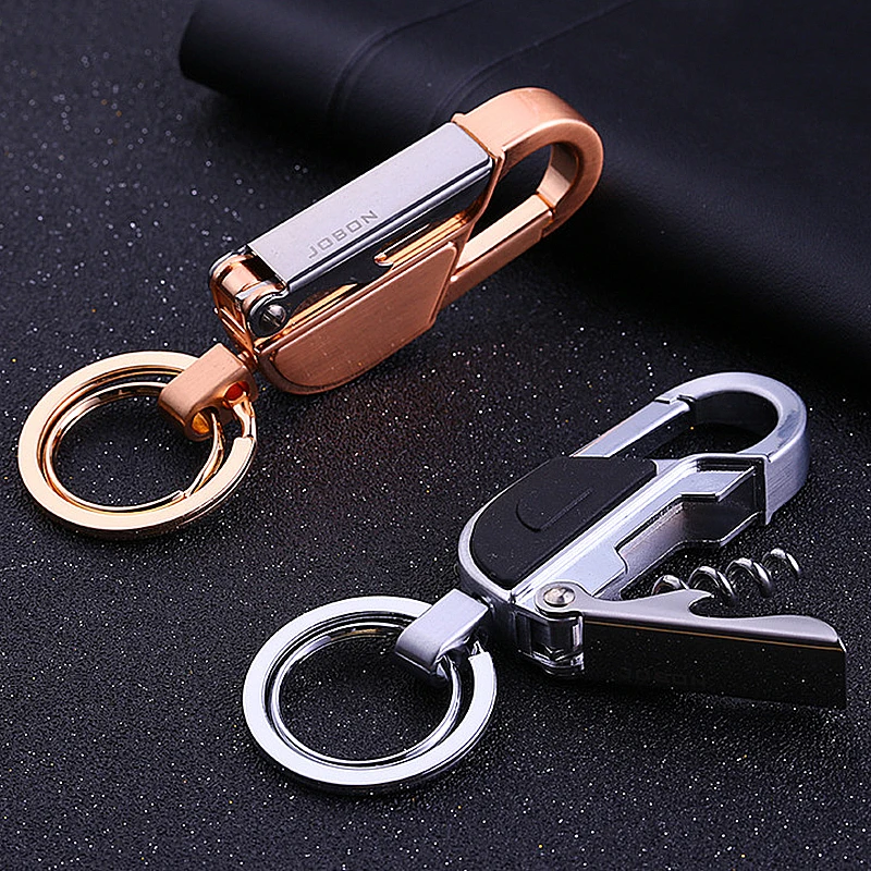 Jobon Men Key Chain Multifunction Folding Clipper Wine Corkscrew KeyChain Tool for Key Ring Holder Best Christmas Day Xmas Gift