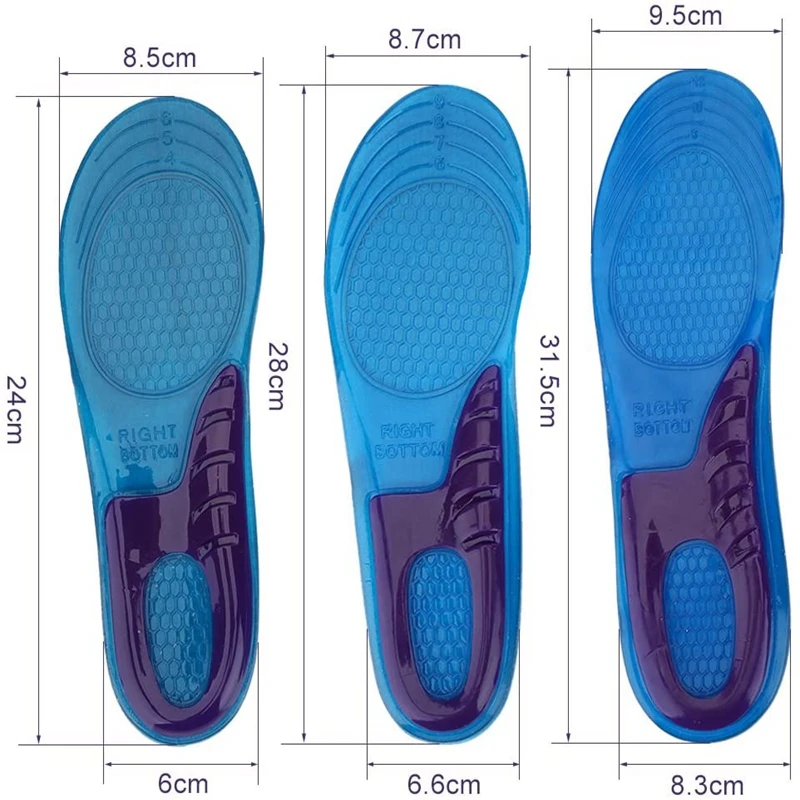 1Pair Orthopedic Insoles for Shoes Arch Support Silicone Gel Insole Non Slip Shoe Pads Plantar Fasciitis Inserts Size EU33-50