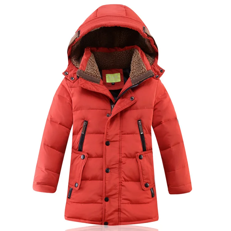 

Duck Down Coat Thicken Warm Long Jackets Toddler Kids Outerwears Children's Down Coat Winter Teenage Boys White