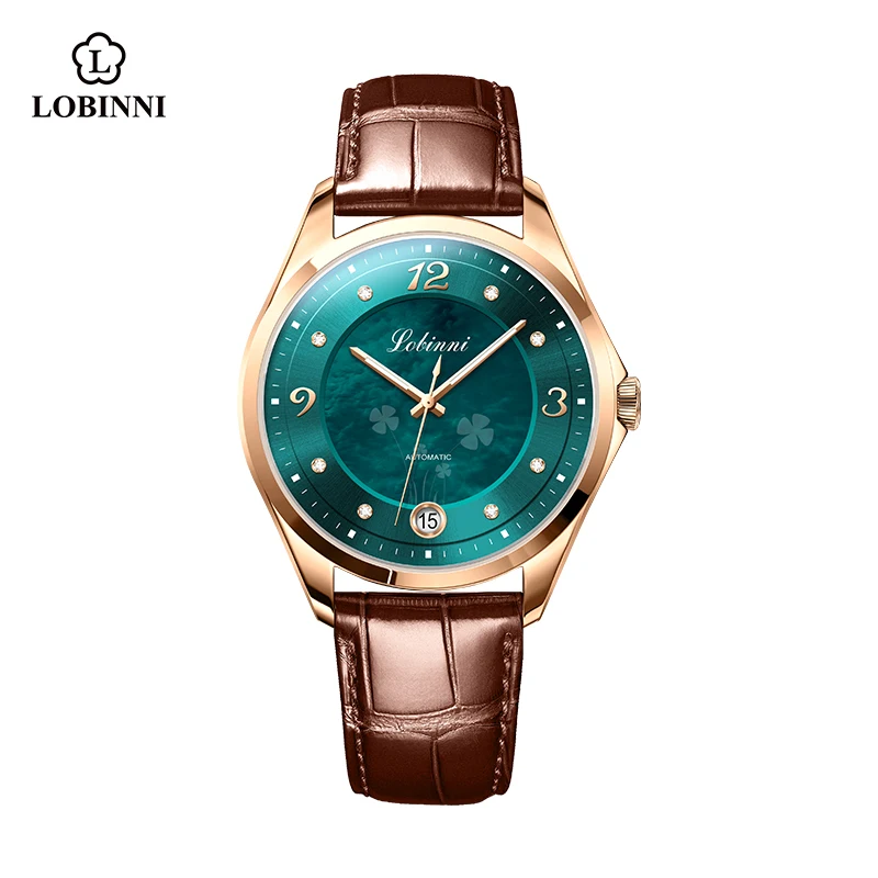 Lobinni Women Luxury Automatic Mechanical Watch Fashion Green Dial Watch For Women Top Brand Female Relogio Feminino